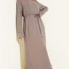 Laced Dress with Metal Button Embellishments Mink wholesale dress view 2 - Hicabistan Turkey factory