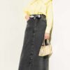 Metal Buttoned Belted Denim Skirt wholesale skirt view 2 - Hicabistan Turkey factory
