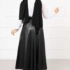 Mevlana Leather Skirt Black en gros skirt view 4 - Hicabistan usine Turquie