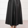 Mevlana Leather Skirt Black en gros skirt view 3 - Hicabistan usine Turquie