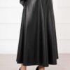 Mevlana Leather Skirt Black en gros skirt view 2 - Hicabistan usine Turquie