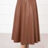 Mevlana Leather Skirt Tan all'ingrosso skirt view 3 - Hicabistan fabbrica Turchia