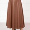 Mevlana Leather Skirt Tan all'ingrosso skirt view 2 - Hicabistan fabbrica Turchia