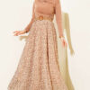 Mini Floral Woven Belted Chiffon Skirt Beige al por mayor skirt view 2 - Hicabistan fábrica Turquía