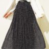 Mini Polka Dot Belted Pleated Skirt Black Großhandel skirt - Hicabistan Türkei Fabrik