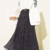 Mini Polka Dot Belted Pleated Skirt Black wholesale skirt view 2 - Hicabistan Turkey factory