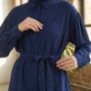 Mini Stone Detail Belted Shirt Navy Blue groothandel shirt view 2 - Hicabistan Turkije fabriek