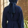 Mini Stone Detail Belted Shirt Navy Blue groothandel shirt view 3 - Hicabistan Turkije fabriek