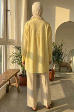 Alternative view of Mini Stone Detail Belted Shirt Yellow