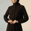 Mini Stone Detail Belted Shirt Black all'ingrosso shirt view 2 - Hicabistan fabbrica Turchia