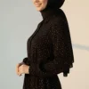 Mini Stone Detail Belted Shirt Black all'ingrosso shirt view 3 - Hicabistan fabbrica Turchia