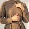 Mini Stone Detail Belted Shirt Mink Großhandel shirt view 2 - Hicabistan Türkei Fabrik