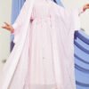 Mini Stone Embellished Abaya Set Pink