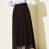 Mini Beaded Elastic Waist Skirt Brown wholesale skirt view 3 - Hicabistan Turkey factory