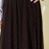 Mini Beaded Elastic Waist Skirt Brown wholesale skirt view 4 - Hicabistan Turkey factory