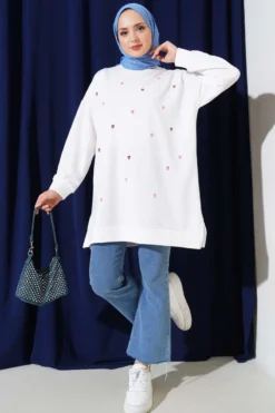 Alternative Ansicht von Mini Heart Embroidered Tunic White