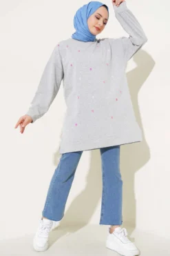 Alternative Ansicht von Mini Heart Embroidered Tunic Grey