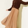 Mini Stone-Embellished Pleated Skirt Camel wholesale skirt view 2 - Hicabistan Turkey factory
