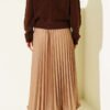 Mini Stone-Embellished Pleated Skirt Camel wholesale skirt view 3 - Hicabistan Turkey factory