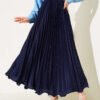 Mini Stone-Embellished Pleated Skirt Navy Blue