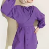 Cross-Front Tied Shirt Purple