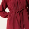Ruching Tie-Front Shirt Burgundy Großhandel shirt view 4 - Hicabistan Türkei Fabrik