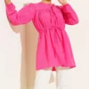 Ruching Tie-Front Shirt Fuchsia بالجملة shirt view 2 - Hicabistan مصنع تركيا