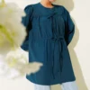 Ruching Tie-Front Shirt Petrol بالجملة shirt - Hicabistan مصنع تركيا