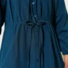 Ruching Tie-Front Shirt Petrol بالجملة shirt view 4 - Hicabistan مصنع تركيا