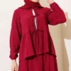 Tree Bark Skirt Set Burgundy all'ingrosso clothing set view 2 - Hicabistan fabbrica Turchia
