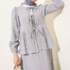 Tree Bark Skirt Set Grey en gros clothing set view 2 - Hicabistan usine Turquie