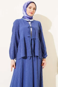 Tree Bark Skirt Set Indigo wholesale clothing set view 2 - Hicabistan Turkey factory