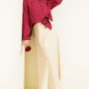 Front Brit Buttoned Tied Short Shirt Burgundy all'ingrosso shirt view 2 - Hicabistan fabbrica Turchia