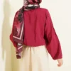 Front Brit Buttoned Tied Short Shirt Burgundy all'ingrosso shirt view 3 - Hicabistan fabbrica Turchia