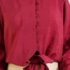 Front Brit Buttoned Tied Short Shirt Burgundy all'ingrosso shirt view 4 - Hicabistan fabbrica Turchia