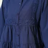 Short Shirt with Lace Trim Navy Blue Großhandel shirt view 4 - Hicabistan Türkei Fabrik