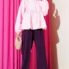 Short Shirt with Lace Trim Pink al por mayor shirt view 2 - Hicabistan fábrica Turquía
