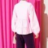 Short Shirt with Lace Trim Pink al por mayor shirt view 3 - Hicabistan fábrica Turquía