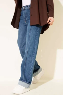 Alternative view of Front Seamed Palazzo Denim Pants Blue