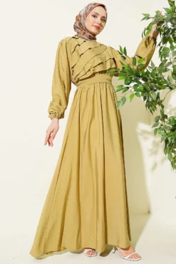 Ruffled Front Belted Dress