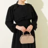 Ruffled Front Belted Dress Black wholesale dress view 2 - Hicabistan Turkey factory