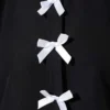 Short Shirt with Bow Detail Black al por mayor shirt view 4 - Hicabistan fábrica Turquía