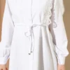 Laced Shirt with Lace Detail White بالجملة shirt view 4 - Hicabistan مصنع تركيا