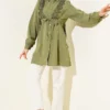 Laced Shirt with Lace Detail Khaki بالجملة shirt view 2 - Hicabistan مصنع تركيا