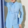 Laced Shirt with Lace Detail Blue