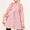 Laced Shirt with Lace Detail Powder Pink