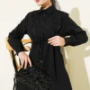 Laced Shirt with Lace Detail Black