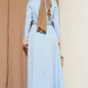 Dress with Hidden Zipper and Double Belt Baby Blue wholesale dress view 3 - Hicabistan Turkey factory