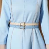 Dress with Hidden Zipper and Double Belt Baby Blue wholesale dress view 4 - Hicabistan Turkey factory