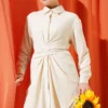 Self-Tie Front Shirt Beige